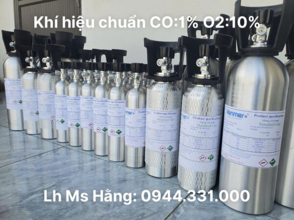 Bình khí hiệu chuẩn CO:1% O2: 10%