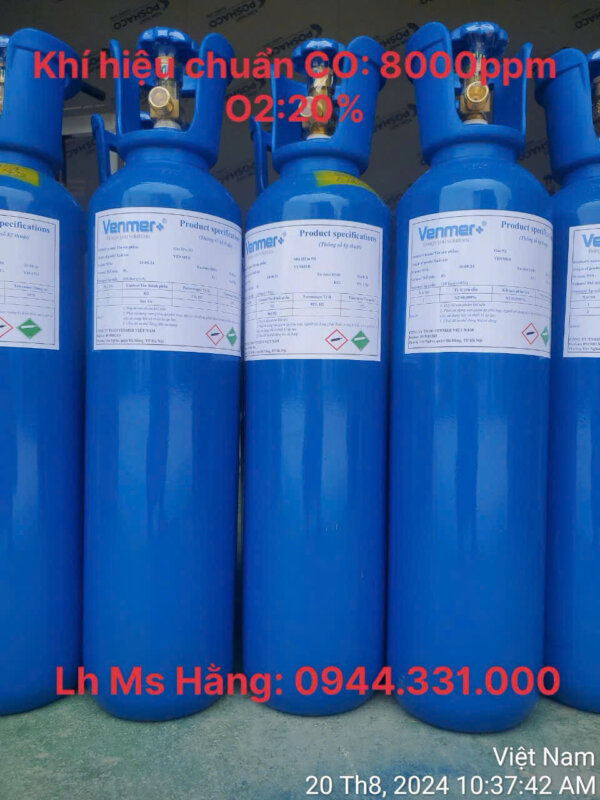 Bình khí hiệu chuẩn CO:8000ppm O2:20%