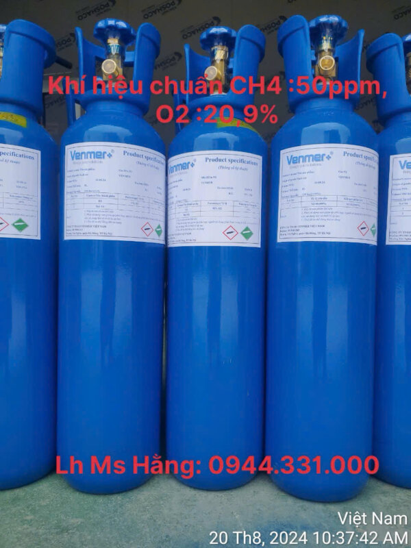 Bình khí hiệu chuẩn CH4 :50ppm O2 :20,9%