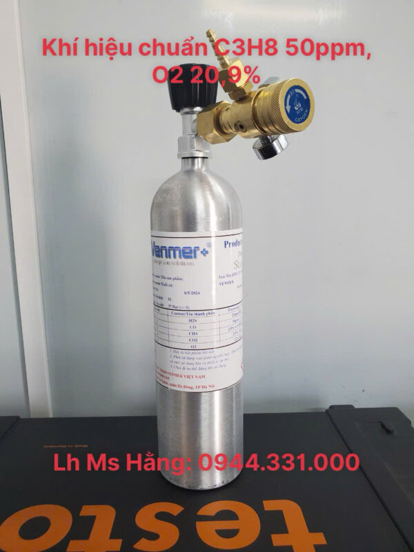 Bình khí hiệu chuẩn C3H8 50ppm, O2 20.9%