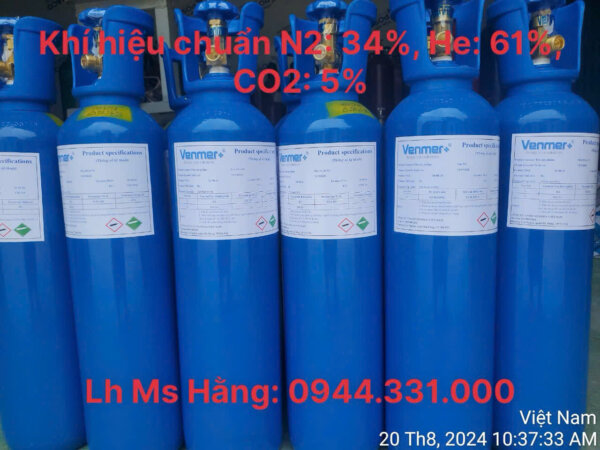 Bình khí hiệu chuẩn N2: 34%, He: 61%, CO2: 5%