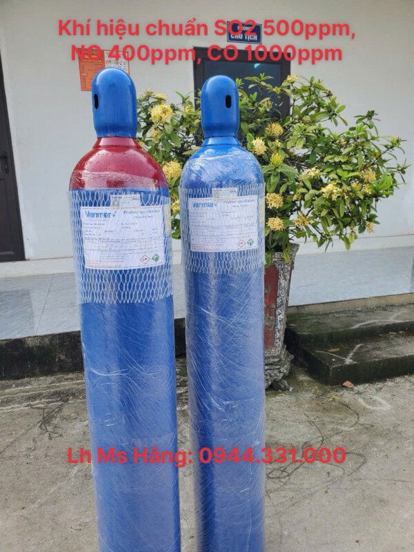 Bình khí hiệu chuẩn SO2 500ppm, NO 400ppm, CO 1000ppm