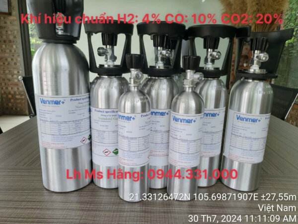 Bình khí hiệu chuẩn H2: 4% CO: 10% CO2: 20%