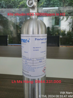 Bình khí chuẩn H2S 10000ppm in H2