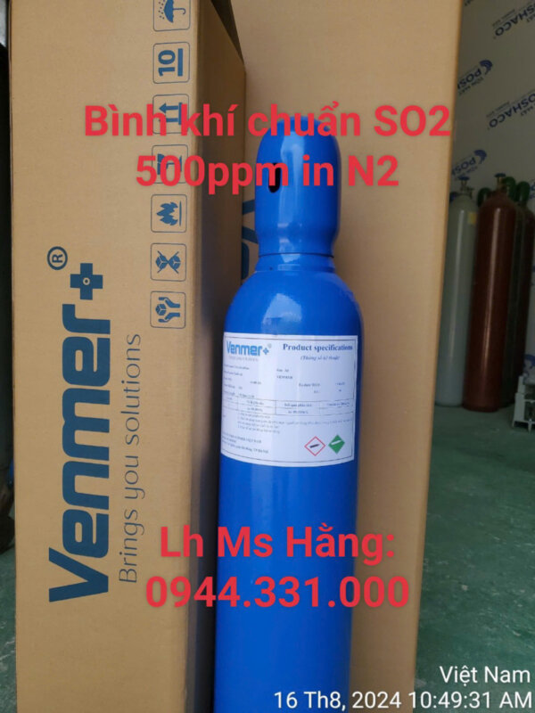 Bình khí chuẩn SO2 500ppm in N2