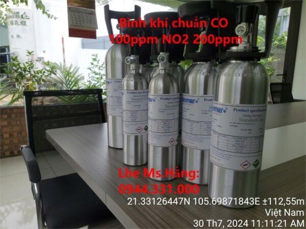 Bình khí chuẩn CO 100ppm NO2 200ppm