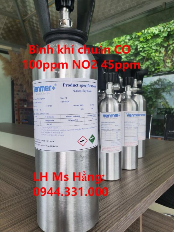 Bình khí chuẩn CO 100ppm NO2 45ppm