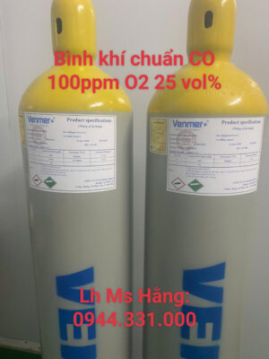 Bình khí chuẩn CO 100ppm O2 25 vol%
