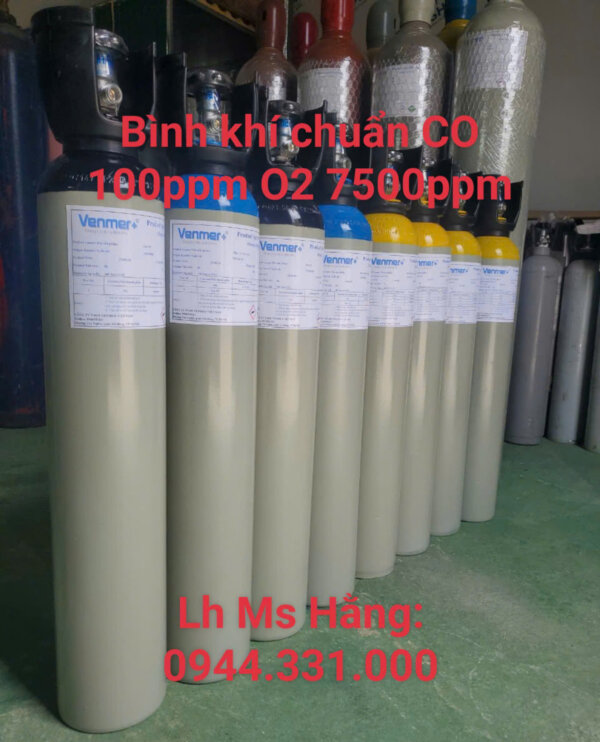 Bình khí chuẩn CO 100ppm O2 7500ppm