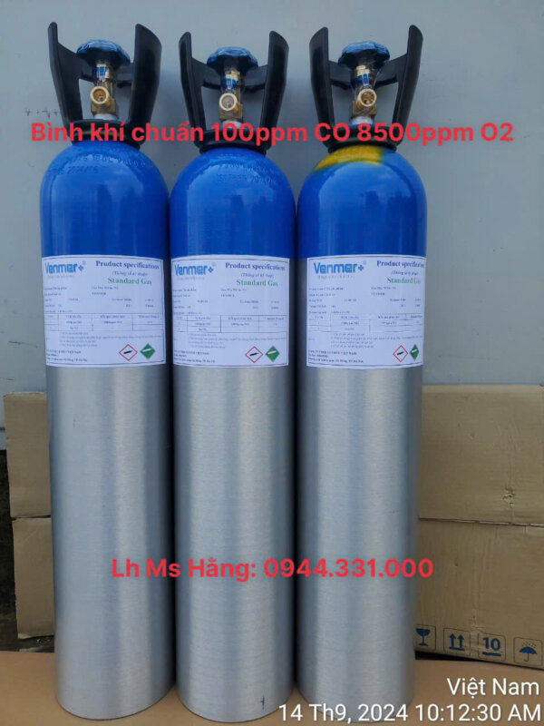 Bình khí chuẩn 100ppm CO 8500ppm O2