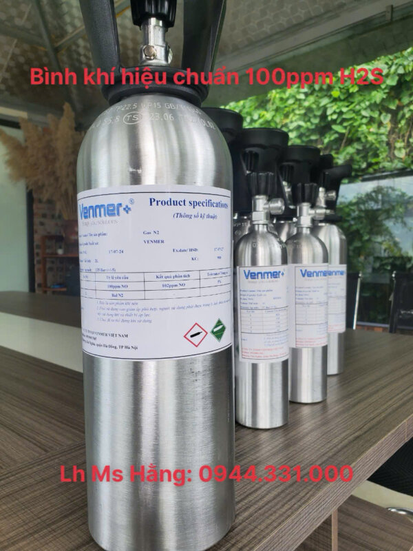 Bình khí hiệu chuẩn 100ppm H2S