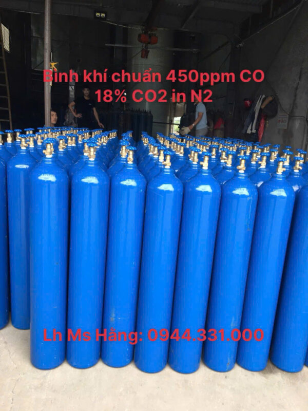 Bình khí chuẩn 450ppm CO 18% CO2 in N2