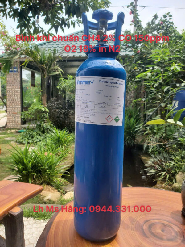 Bình khí chuẩn CH4 2% CO 150ppm O2 18% in N2