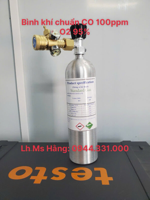 Bình khí chuẩn CO 100ppm O2 95%