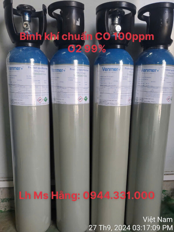 Bình khí chuẩn CO 100ppm O2 99%