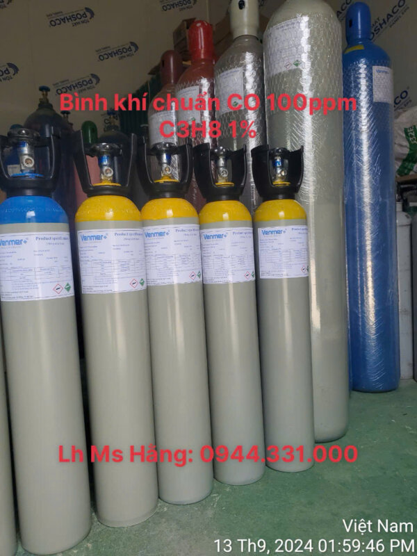 Bình khí chuẩn CO 100ppm C3H8 1%