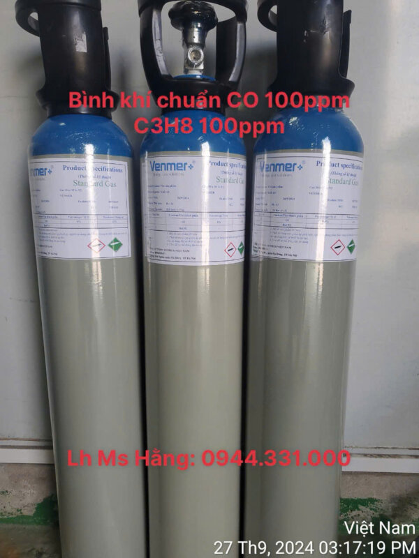 Bình khí chuẩn CO 100ppm C3H8 100ppm