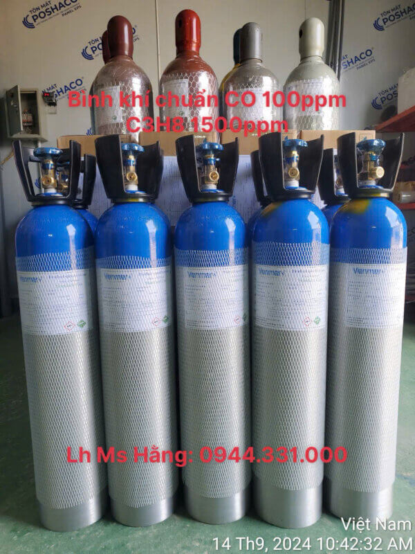 Bình khí chuẩn CO 100ppm C3H8 1500ppm