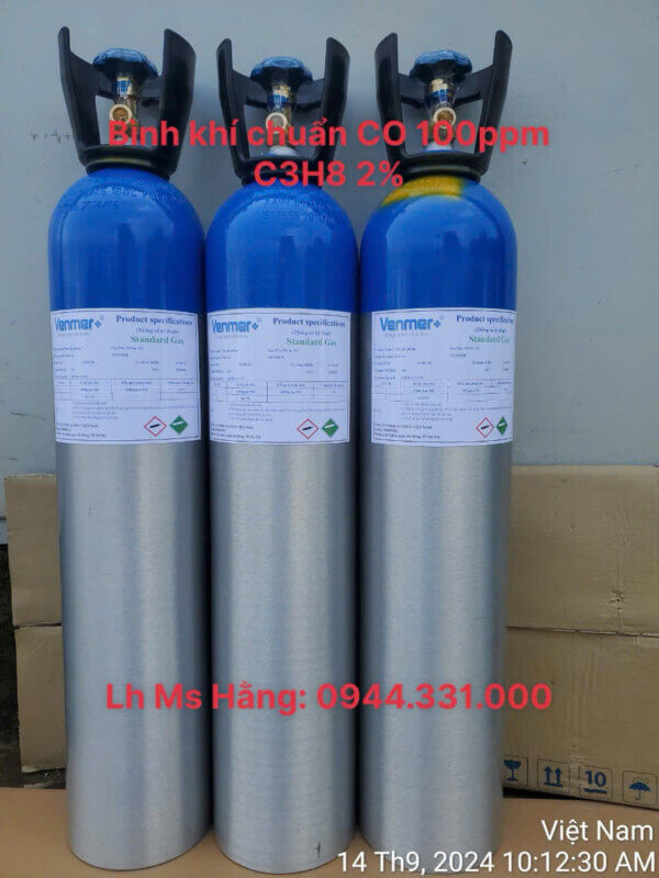 Bình khí chuẩn CO 100ppm C3H8 2%