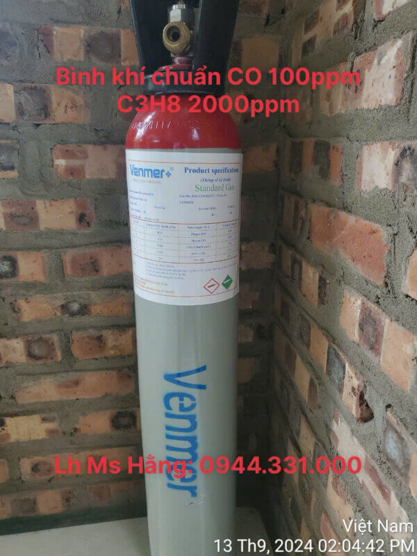 Bình khí chuẩn CO 100ppm C3H8 2000ppm