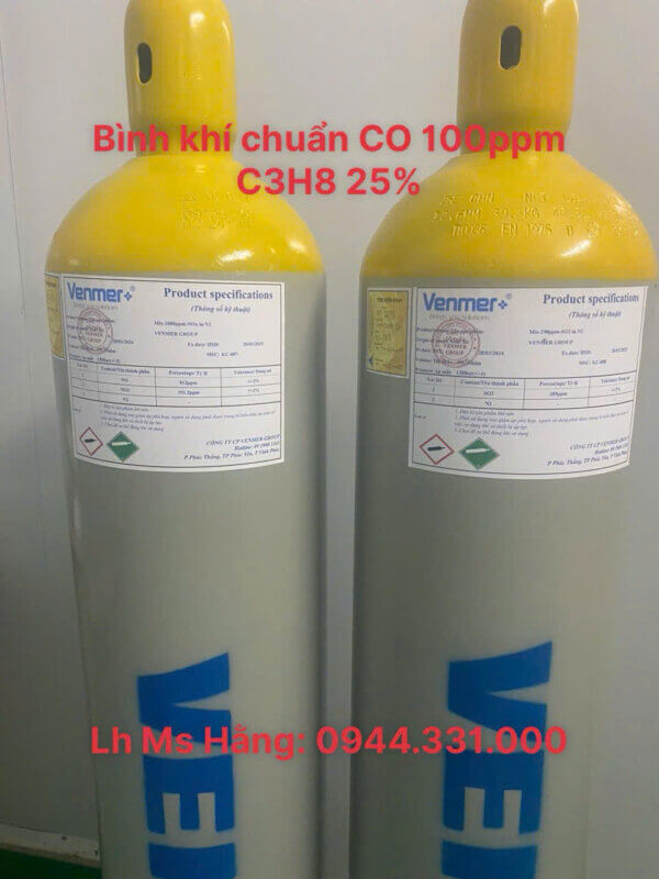 Bình khí chuẩn CO 100ppm C3H8 25%