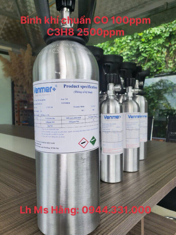 Bình khí chuẩn CO 100ppm C3H8 2500ppm