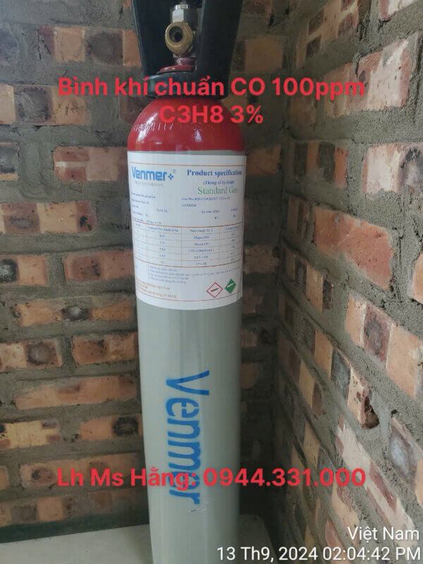 Bình khí chuẩn CO 100ppm C3H8 3%