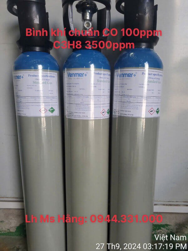 Bình khí chuẩn CO 100ppm C3H8 3500ppm