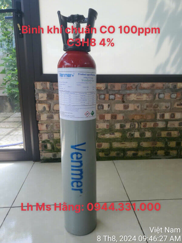 Bình khí chuẩn CO 100ppm C3H8 4%