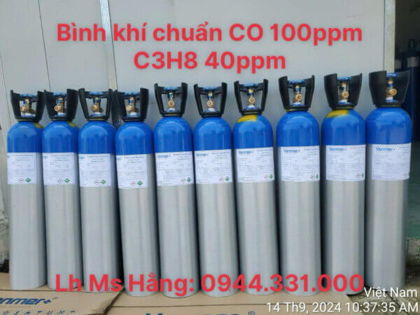 Bình khí chuẩn CO 100ppm C3H8 40ppm