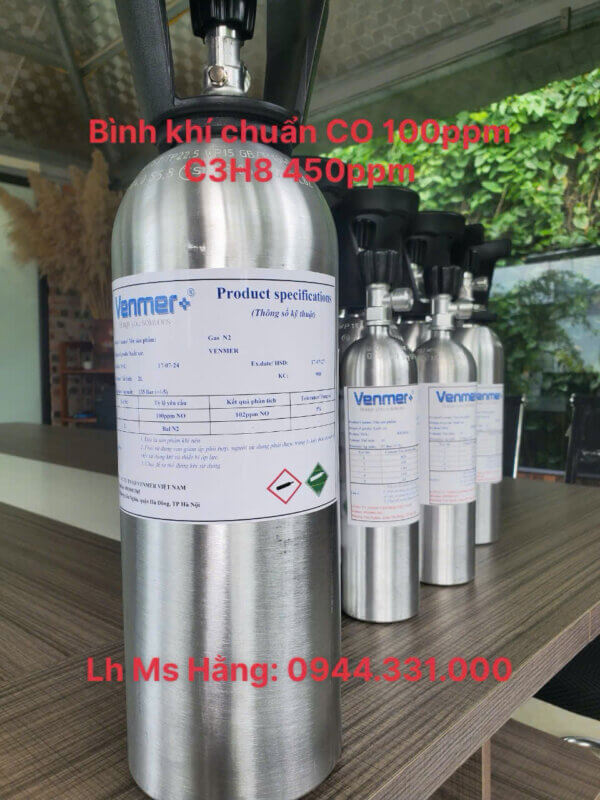 Bình khí chuẩn CO 100ppm C3H8 450ppm