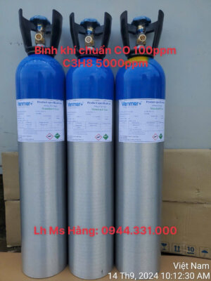 Bình khí chuẩn CO 100ppm C3H8 5000ppm