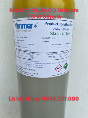Bình khí chuẩn CO 100ppm C3H8 60ppm