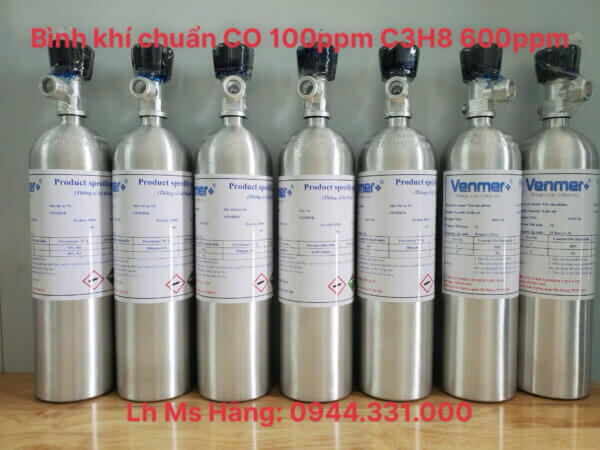 Bình khí chuẩn CO 100ppm C3H8 600ppm