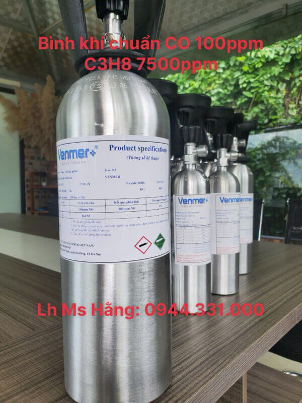 Bình khí chuẩn CO 100ppm C3H8 7500ppm