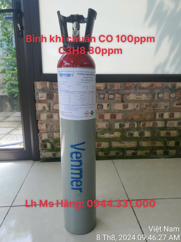 Bình khí chuẩn CO 100ppm C3H8 80ppm