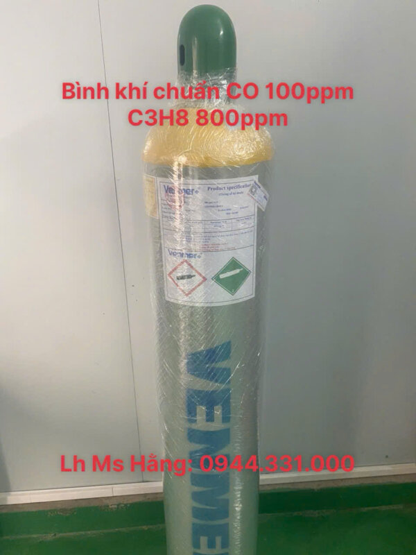 Bình khí chuẩn CO 100ppm C3H8 800ppm