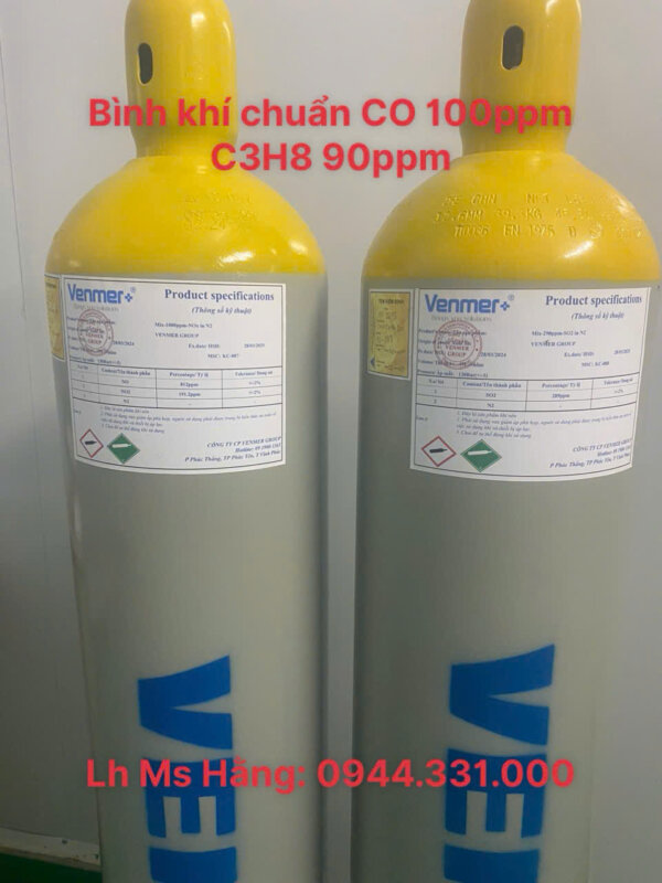 Bình khí chuẩn CO 100ppm C3H8 90ppm