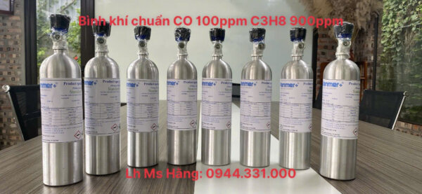 Bình khí chuẩn CO 100ppm C3H8 900ppm