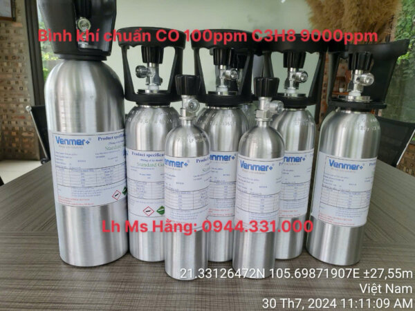 Bình khí chuẩn CO 100ppm C3H8 9000ppm