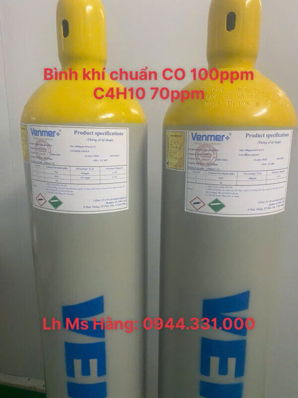 Bình khí chuẩn CO 100ppm C4H10 70ppm