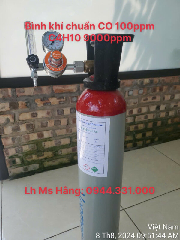 Bình khí chuẩn CO 100ppm C4H10 9000ppm