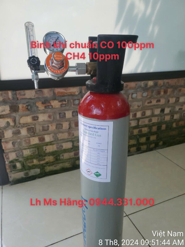 Bình khí chuẩn CO 100ppm CH4 10ppm